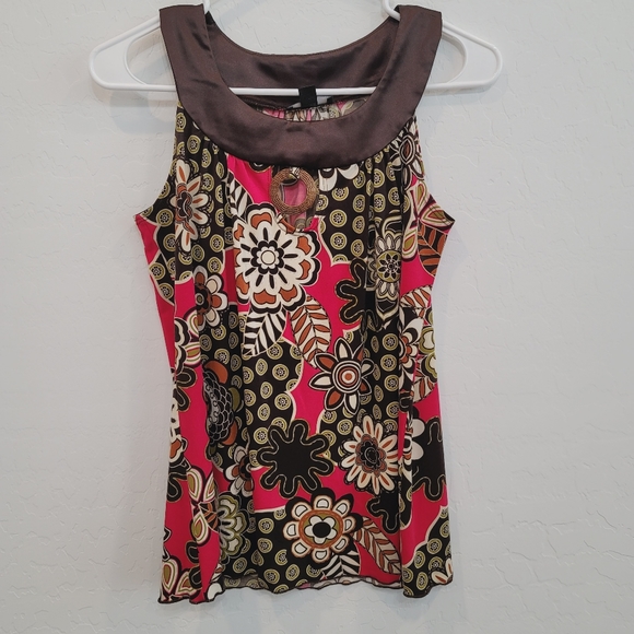 BCX Brown/Pink Halter Floral Top Size Small - Picture 6 of 12
